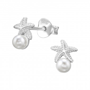 Starfish - 925 Sterling Silver Pearl Stud Earrings SD49513