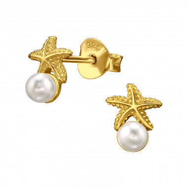 Starfish - 925 Sterling Silver Pearl Stud Earrings SD49514
