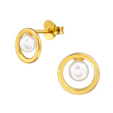 Circle - 925 Sterling Silver Pearl Stud Earrings SD49734