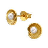 Shell Gold Plated - 925 Sterling Silver Pearl Stud Earrings SD50305 Shell Gold Plated - 925 Sterling Silver Pearl Stud Earrings SD50305