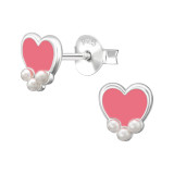 Heart - 925 Sterling Silver Pearl Stud Earrings SD50306