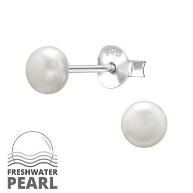 Round 4.5Mm - 925 Sterling Silver Pearl Stud Earrings SD50519