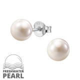 6mm Fresh Water - 925 Sterling Silver Pearl Stud Earrings SD50635
