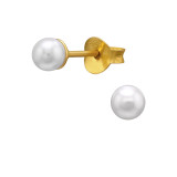4mm Imitation Pearl Gold Plated - 925 Sterling Silver Pearl Stud Earrings SD51228