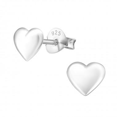 Heart - 925 Sterling Silver Simple Stud Earrings SD10547