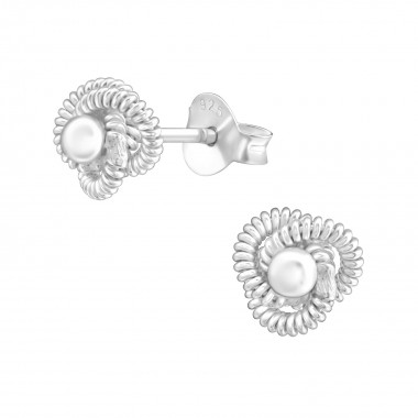 Twirl - 925 Sterling Silver Simple Stud Earrings SD11260