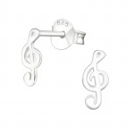 Treble Clef - 925 Sterling Silver Simple Stud Earrings SD11552