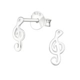 Treble Clef - 925 Sterling Silver Simple Stud Earrings SD11552