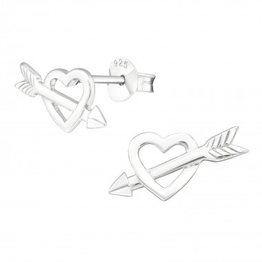 Heart and arrow - 925 Sterling Silver Simple Stud Earrings SD1306