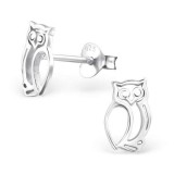 Owl - 925 Sterling Silver Simple Stud Earrings SD13303