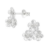 Flower - 925 Sterling Silver Simple Stud Earrings SD13328
