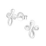 Cross - 925 Sterling Silver Simple Stud Earrings SD14803