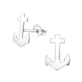 Anchor - 925 Sterling Silver Simple Stud Earrings SD15228