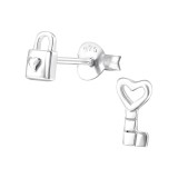 Key - 925 Sterling Silver Simple Stud Earrings SD15553