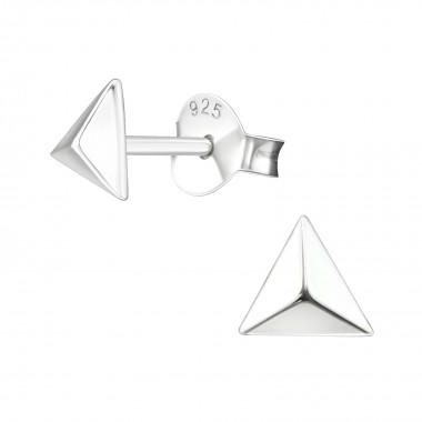 Pyramide - 925 Sterling Silver Simple Stud Earrings SD17011