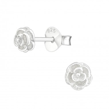 Rose - 925 Sterling Silver Simple Stud Earrings SD17407