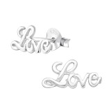 Love - 925 Sterling Silver Simple Stud Earrings SD17410
