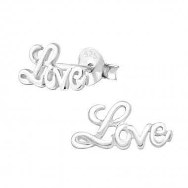 Love - 925 Sterling Silver Simple Stud Earrings SD17410