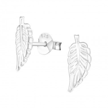 Feather - 925 Sterling Silver Simple Stud Earrings SD17849