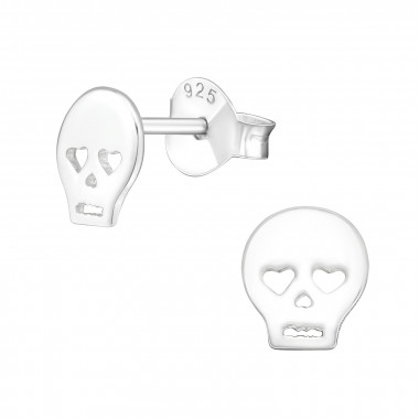 Skull - 925 Sterling Silver Simple Stud Earrings SD18817