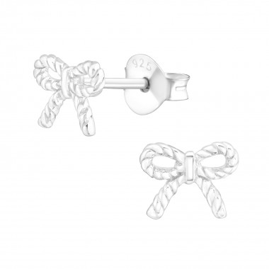 Tie bow - 925 Sterling Silver Simple Stud Earrings SD18825