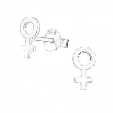 Women Sign - 925 Sterling Silver Simple Stud Earrings SD19329