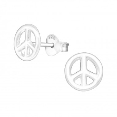 Peace sign - 925 Sterling Silver Simple Stud Earrings SD19333