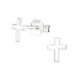 Cross - 925 Sterling Silver Simple Stud Earrings SD19334