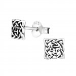 Celtic knot square - 925 Sterling Silver Simple Stud Earrings SD19349