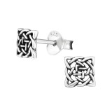 Celtic knot square - 925 Sterling Silver Simple Stud Earrings SD19349