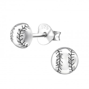 Baseball - 925 Sterling Silver Simple Stud Earrings SD20822