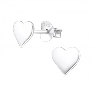 Heart - 925 Sterling Silver Simple Stud Earrings SD20838