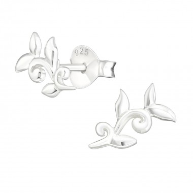 Leaf - 925 Sterling Silver Simple Stud Earrings SD20844