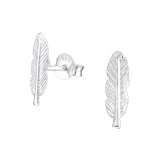 Feather - 925 Sterling Silver Simple Stud Earrings SD20865