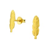 Feather - 925 Sterling Silver Simple Stud Earrings SD20866