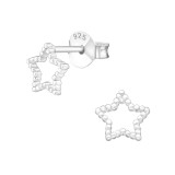 Star - 925 Sterling Silver Simple Stud Earrings SD20886