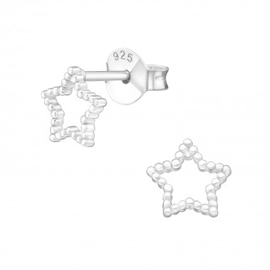 Star - 925 Sterling Silver Simple Stud Earrings SD20886