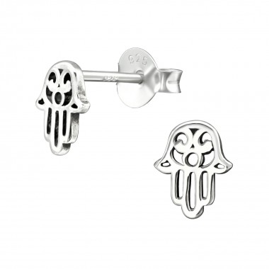 Hamsa - 925 Sterling Silver Simple Stud Earrings SD21174