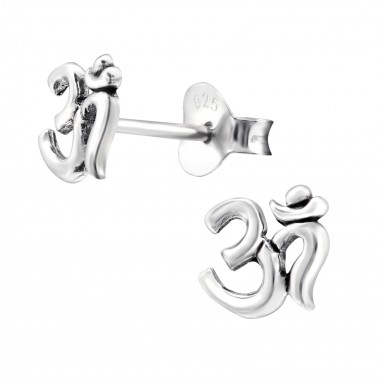 Om Symbol - 925 Sterling Silver Simple Stud Earrings SD21175