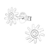 Sun - 925 Sterling Silver Simple Stud Earrings SD21388