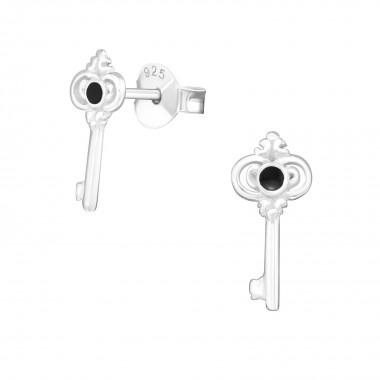 Key - 925 Sterling Silver Simple Stud Earrings SD21396