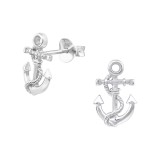 Anchor - 925 Sterling Silver Simple Stud Earrings SD21532