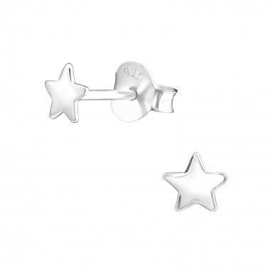 Star - 925 Sterling Silver Simple Stud Earrings SD21755