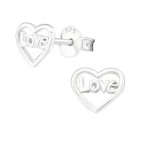 Love Heart - 925 Sterling Silver Simple Stud Earrings SD22293