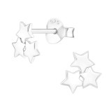 Triple Star - 925 Sterling Silver Simple Stud Earrings SD22484