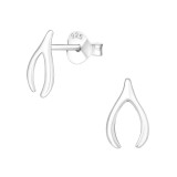 Wishbone - 925 Sterling Silver Simple Stud Earrings SD22690