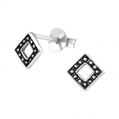Square - 925 Sterling Silver Simple Stud Earrings SD23206
