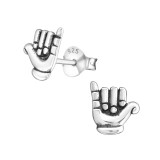 Hand - 925 Sterling Silver Simple Stud Earrings SD23227