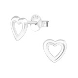 Heart - 925 Sterling Silver Simple Stud Earrings SD23233