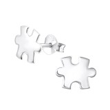 Jigsaw - 925 Sterling Silver Simple Stud Earrings SD23389